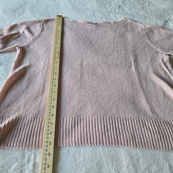 Eileen Fisher Pink 100% Linen Lightweight Knit Sweater L Minimalist Quiet Luxury - Picture 3 of 7